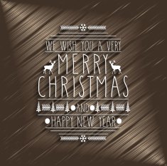 Merry Christmas design greeting card Handwritten text on wooden background