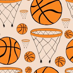 Seamless basketball baskets and balls N2