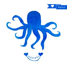Blue octopus illustration Watercolor octopus