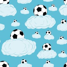 Seamless soccerballs on clouds N2