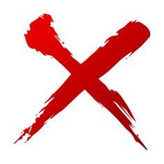 X Red handwritten vector isolated