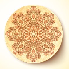 Vector plate template with Indian mehndi round ornament