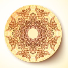 Vector plate template with Indian mehndi round ornament N3