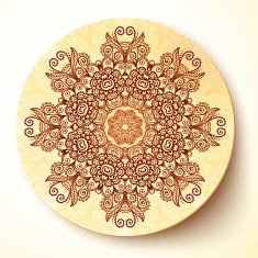 Vector plate template with Indian mehndi round ornament N4