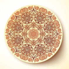 Vector plate template with Indian mehndi round ornament N5