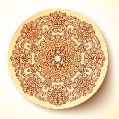 Vector plate template with Indian mehndi round ornament N6
