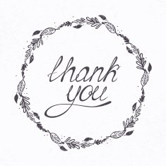 Illustration with THANK YOU hand lettering and floral frame Template N2