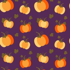 colorful orange pumpkins on purple background halloween seamless pattern N2