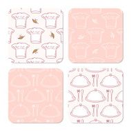 Collection of coasters templates for food design with chef hat N2