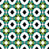 Vector Green Black Butterfly Tribal Seamless Pattern N2