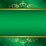 bright green card with floral gold decorations - vector N2
