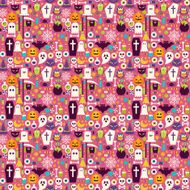 Flat Halloween Holiday Items Seamless Pattern N2