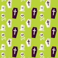 Vector Flat Seamless Death Halloween Pattern N2