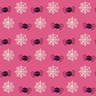 Vector Flat Seamless Scary Spider Halloween Pattern N2