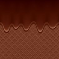 Chocolate wafer and flowing chocolate - vector background N2