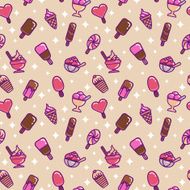 Seamless pattern with linear ice cream N2