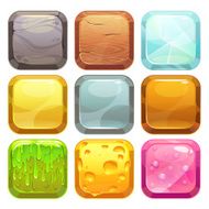 Cartoon square buttons set app icons