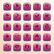 Big set of cartoon pink stone vector buttons