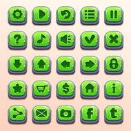 Big set of cartoon green buttons