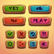 Set of cartoon wooden buttons N3