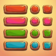 Set of cartoon wooden buttons N4