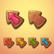 Set of cartoon wooden arrows