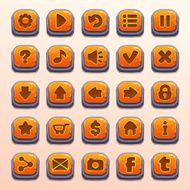 Big set of cartoon orange buttons