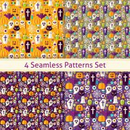 Four Vector Flat Seamless Trick or Treat Halloween Party Pattern N2