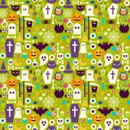 Flat Halloween Holiday Elements Seamless Pattern N2