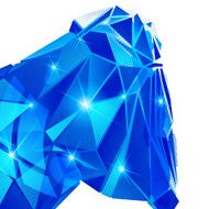 Plastic pixilated backdrop with glossy 3d cybernetic object