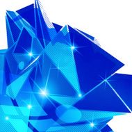 Plastic pixilated background with dimensional complicated object