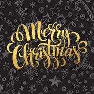 Gold Merry Christmas lettering in chalk seamless pattern N2