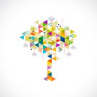 Abstract colorful and creative geometric pattern with tree shape N2