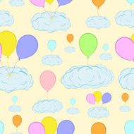 Seamless balloons and clouds