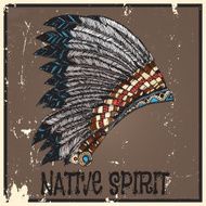 Hand Drawn Native American Indian Headdress