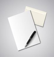 Envelope with paper and pen template