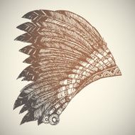 Hand Drawn Native American Indian Headdress N2