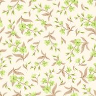 Seamless green and beige pattern with flowers Vector illustration N2