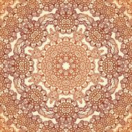 Vintage round seamless pattern in Indian mehndi style N2