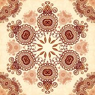Vintage round seamless pattern in Indian mehndi style N3