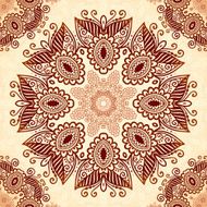Vintage round seamless pattern in Indian mehndi style N4