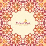 Vintage ethnic square floral frame in Indian mehndi style