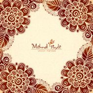 Vintage flowers ethnic frame in Indian mehndi style