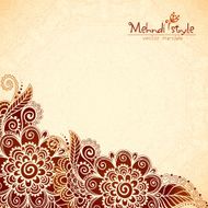 Floral vintage ethnic background in Indian mehndi style