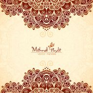 Vvintage flowers ethnic background in Indian mehndi style