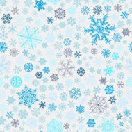 Seamless pattern of snowflakes gray and blue on white N2