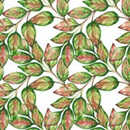 Watercolor seamless pattern with colorful leaves N2