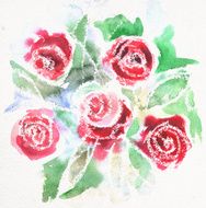 Watercolor painting of red roses N2