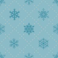 Seamless pattern of snowflakes blue on light N2
