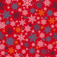 Seamless pattern of snowflakes multicolored on red N2